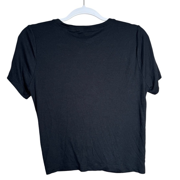 Marine Layer Women's Black Lexi Rib Twist Front Short Sleeve T-Shirt Top Size M - Picture 4 of 8